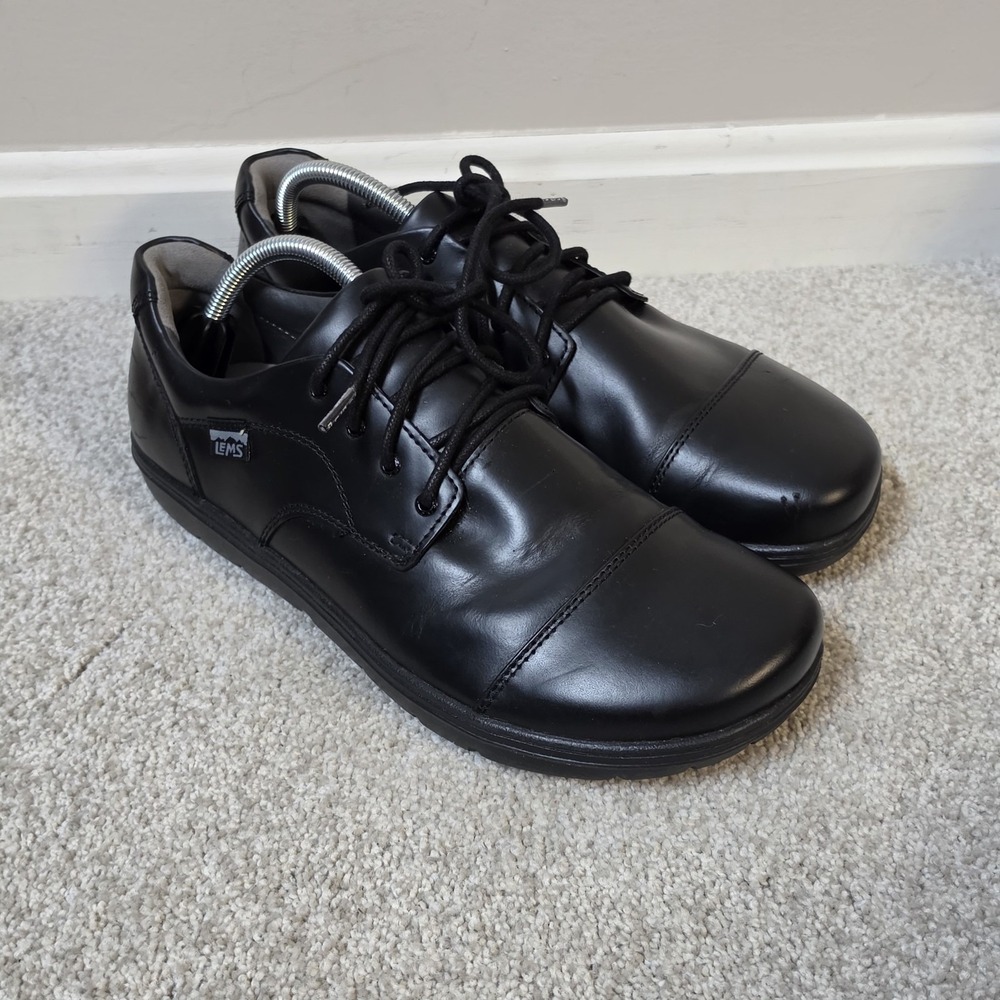 Lems Nine2Five Men's Black Leather Oxford Shoes Size M 10.5 / W 12 Unisex